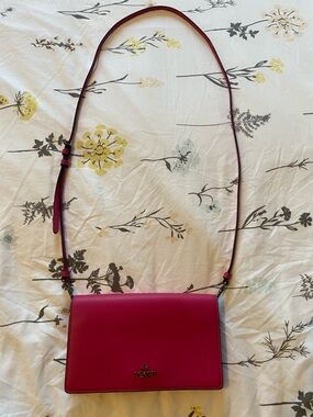 Coach Hot Pink Leather Turnlock Crossbody Bag